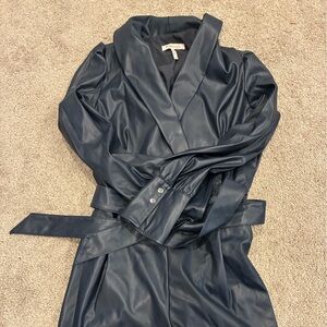 BCBGeneration Navy Faux Leather Wrap Romper